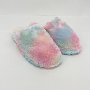 Dirty Laundry Womens Slipper 6.5 Pink Tie Dye Closed Toe Faux Fur Slip-On NWT